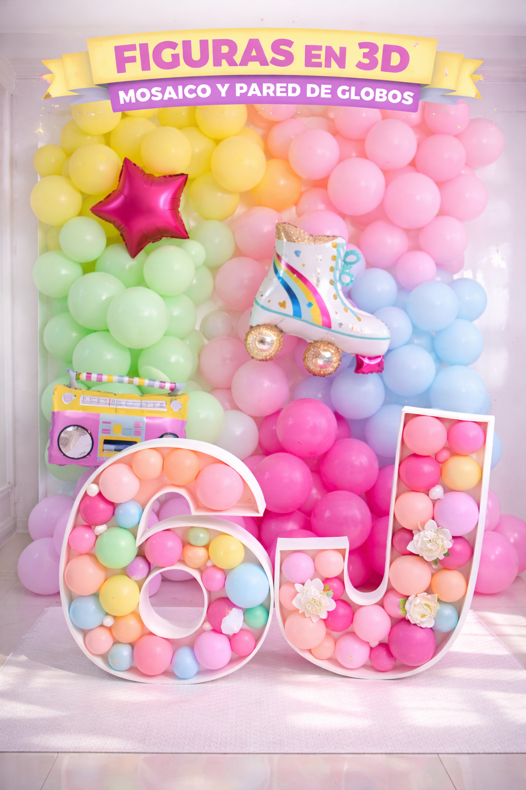 Figuras en 3D: Mosaico y Pared de globos