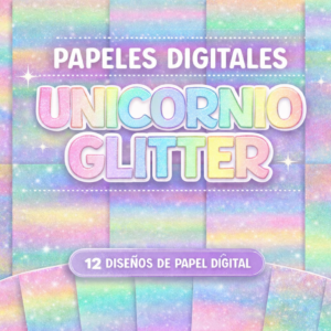 Papeles digitales Unicornio Glitter